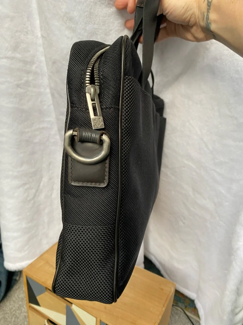Louis Vuitton Black Canvas Briefcase with Top Handles